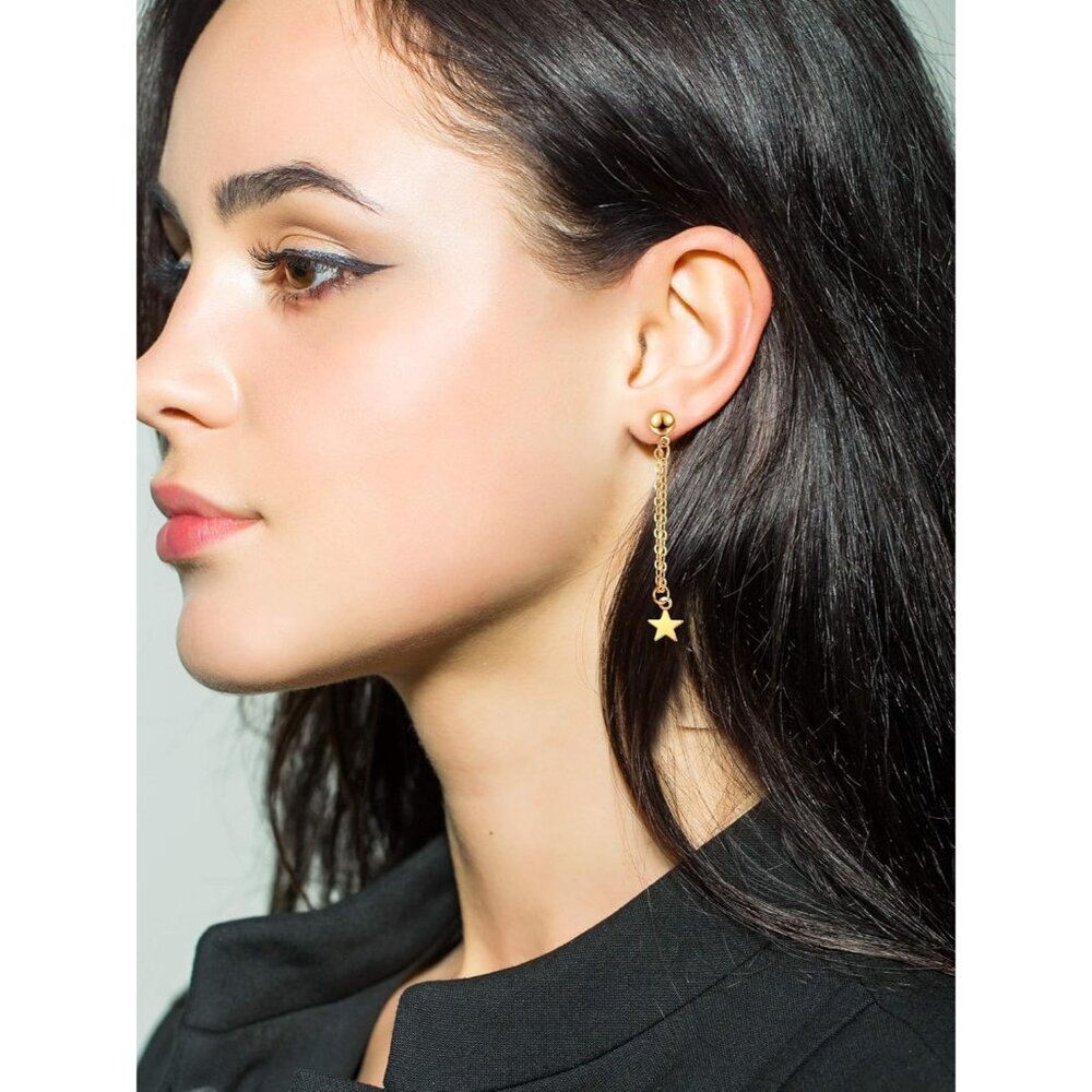 12 Pairs Dangle Hoop Earrings Aesthetic Huggie Earrings with Charms Small Drop P - Picture 5 of 6